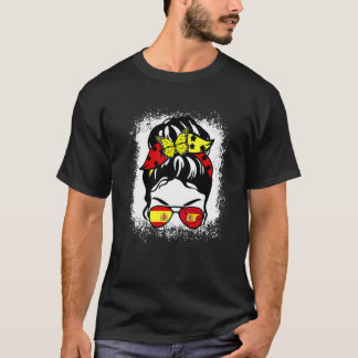Camiseta Esposa con moño desordenado orgullosa patriota de 