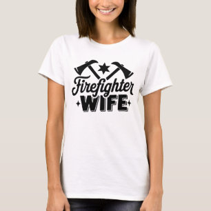 Camiseta Esposa de bomberos Texto negro Blanco