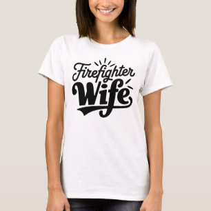 Camiseta Esposa de bomberos Texto negro Blanco