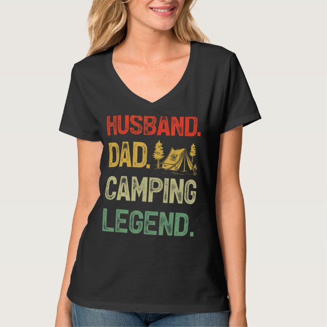 Camiseta Esposa de campamento de hombres papá camping leyen (Anverso)