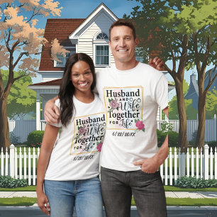 Camiseta Esposa de marido juntos boda palabra arte añadir f