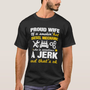 Camiseta Esposa de mecánica diesel dice aniversario Boda