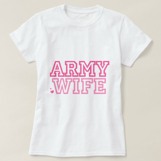 Camiseta Esposa del ejército (rosa) (Diseño del anverso)