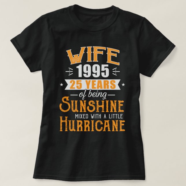 Camiseta Esposa desde el regalo de 1995, 25 años de Boda (Diseño del anverso)