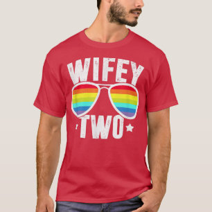 Camiseta Esposa dos novias Boda lesbiana LGBT Rainbow M