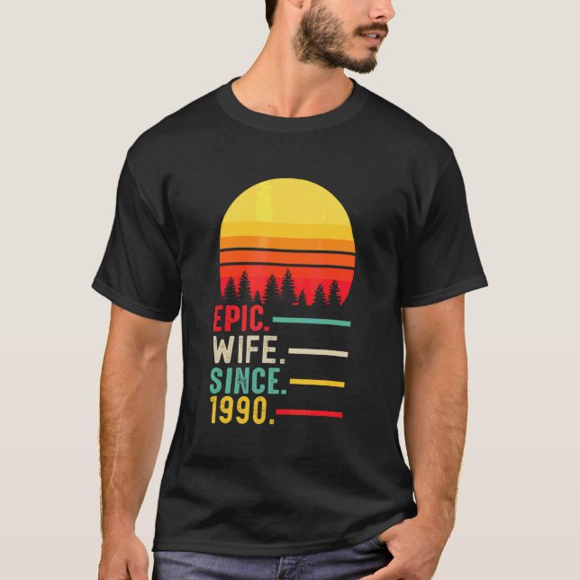 Camiseta Esposa épica desde 1990 feliz aniversario (Anverso)