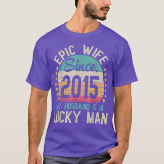 Camiseta Esposa Épica Desde 2015 Mi Esposo Es Un Afortunado