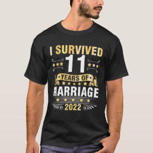 Camiseta Esposa Esposa Boda I Sobrevivió A 11 Años De Marri