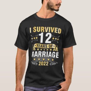 Camiseta Esposa Esposa Boda I Sobrevivió A 12 Años De Marri