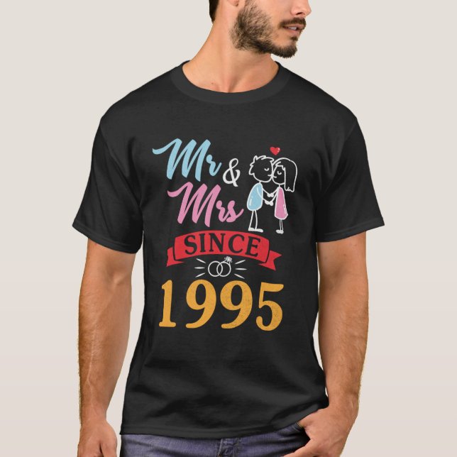 Camiseta Esposa Esposa El Sr. Y La Sra. Desde 1995 Boda Cas (Anverso)