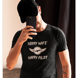 Camiseta Esposa Feliz Piloto Feliz Aniversario Divertida Es