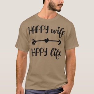 Camiseta Esposa Feliz Vida Feliz Novias para Esposas de Mar
