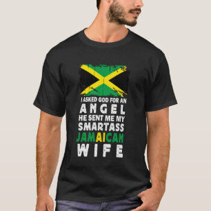 Camiseta Esposa Jamaicana Graciosa y Sabelotodo Bandera de 