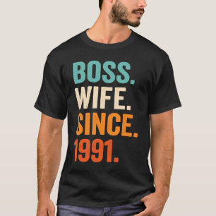 Camiseta Esposa Jefe desde 1991 32º aniversario del boda