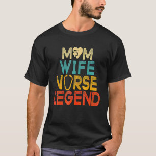Camiseta Esposa Mamá Enfermera Leyenda Retro Grovvy Feliz M