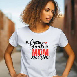 Camiseta Esposa, Mamá, Enfermera Stethoscope