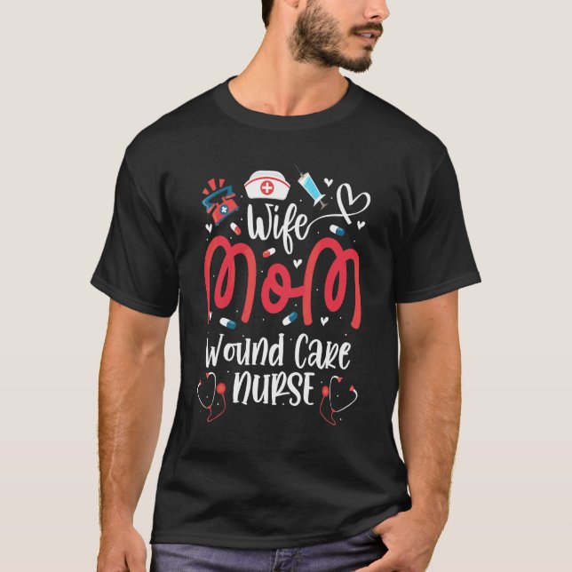 Camiseta Esposa Mamá Herida Cuidada Enfermera Rn Lpn Día de (Anverso)