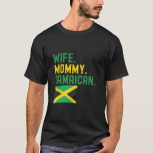 Camiseta Esposa mamá jamaica jamaica bandera de jamaica mad