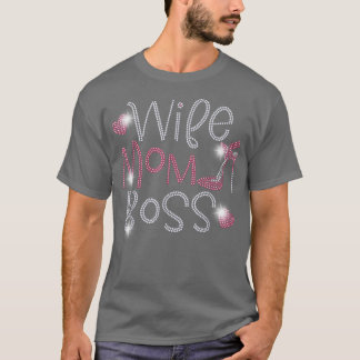 Camiseta Esposa Mamá Jefe Bling Diamante de imitación Graci