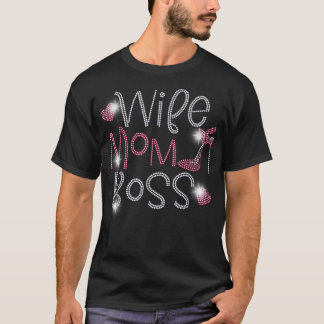 Camiseta Esposa Mamá Jefe Bling Diamante de imitación Graci