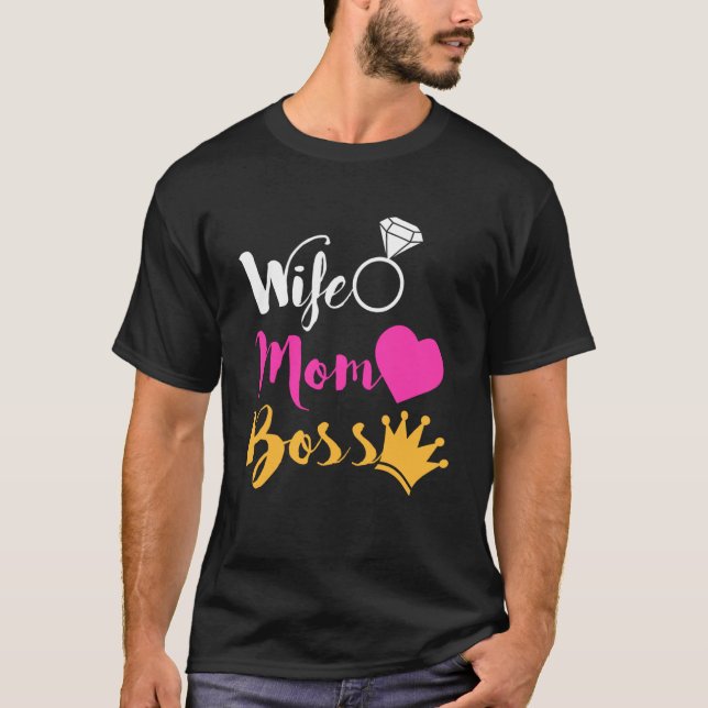 Camiseta Esposa Mamá Jefe Feliz Día de la Madre Poder Chica (Anverso)