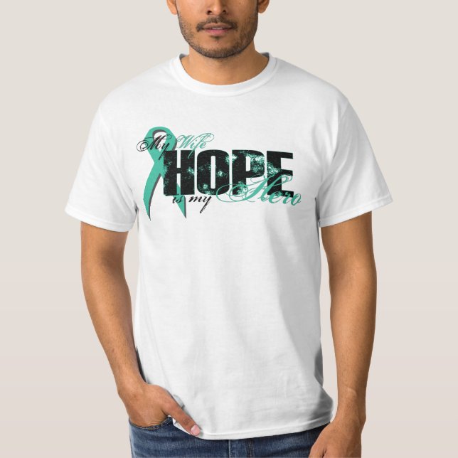 Camiseta Esposa mi héroe - esperanza ovárica (Anverso)