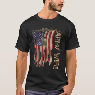 Camiseta Esposa militar veterana retro bandera de los Estad