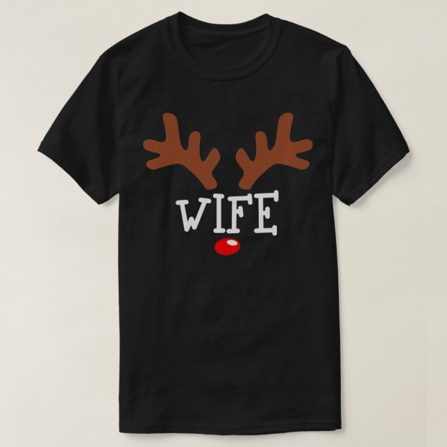Camiseta Esposa Navidades traje de reno Pareja divertida Ma (Diseño del anverso)