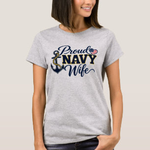 Camiseta Esposa Orgullosa de la Marina Diseño Patriótico de
