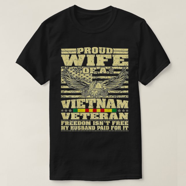Camiseta Esposa Orgullosa De La Veterana Libertad Militar D (Diseño del anverso)