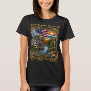 Camiseta Esposa orgullosa de un veterano de EE. UU. Arte, D