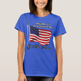 Camiseta Esposa orgullosa de un veterano de EE. UU. con ban