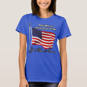 Camiseta Esposa orgullosa de un veterano de EE. UU. con ban