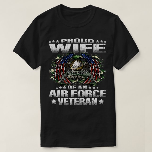 Camiseta Esposa Orgullosa De Un Veterano De La Fuerza Aérea (Diseño del anverso)