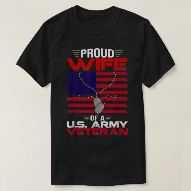 Camiseta Esposa Orgullosa De Un Veterano Del Ejército Estad (Diseño del anverso)