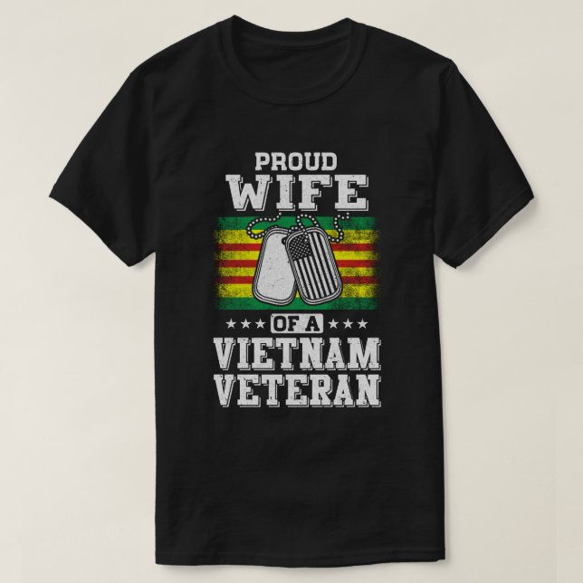 Camiseta Esposa Orgullosa De Un Veterano Marido De Vietnam (Diseño del anverso)