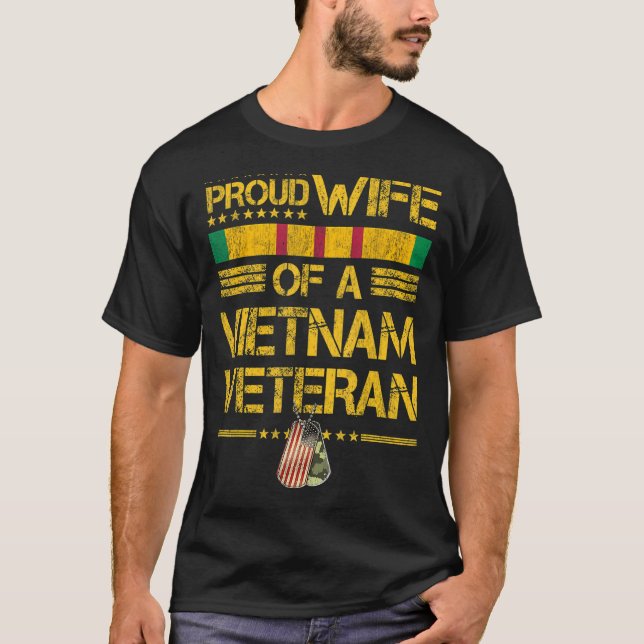 Camiseta Esposa Orgullosa De Un Veterano Vietnamita Mi Espo (Anverso)