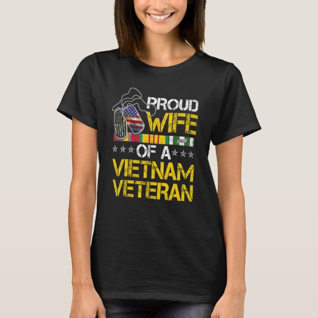 Camiseta Esposa Orgullosa De Un Veterano Vietnamita Mi Espo (Anverso)