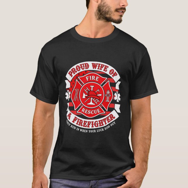 Camiseta Esposa orgullosa esposa de bombero héroe hoo (Anverso)