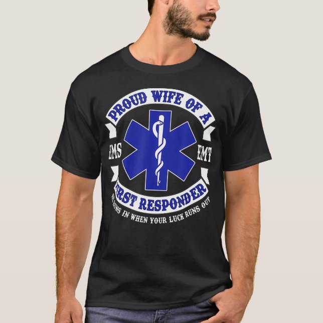 Camiseta Esposa Orgullosa Responder Primero EMS Novedad de  (Anverso)