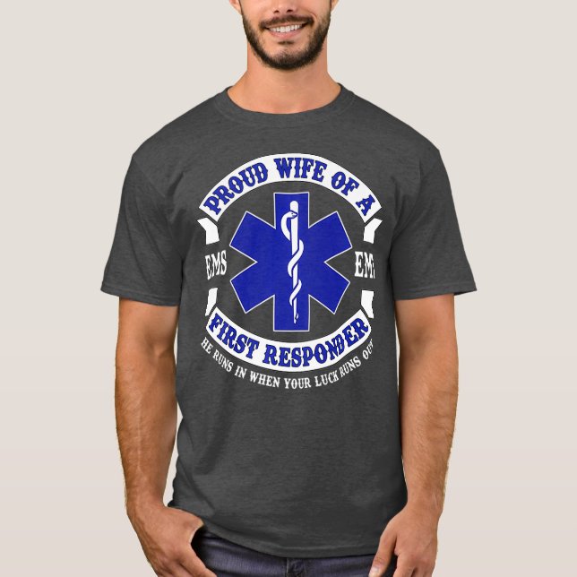 Camiseta Esposa Orgullosa Responder Primero EMS Novedad de  (Anverso)