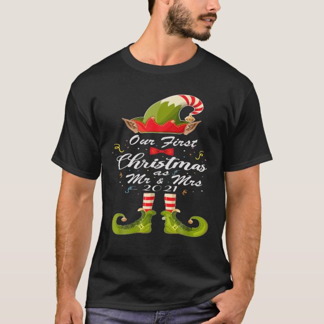 Camiseta Esposa Pareja Esposa Nuestra Primera Navidad Como  (Anverso)