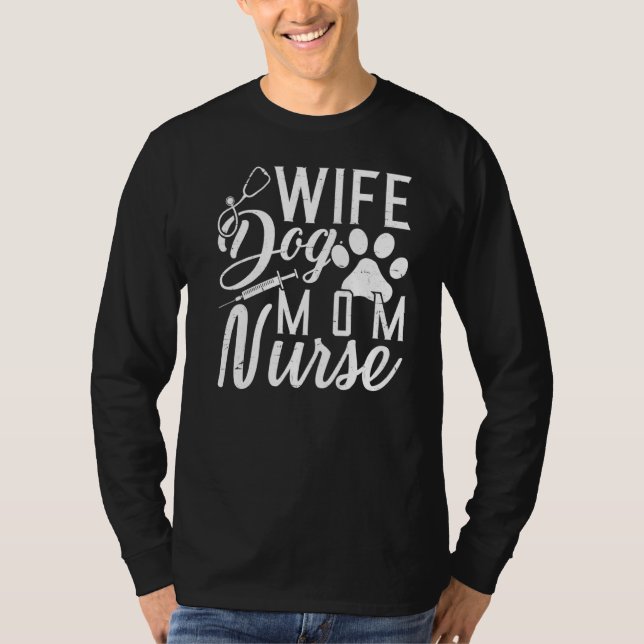 Camiseta Esposa Perro Mamá Enfermera a Stethoscope Mascota  (Anverso)