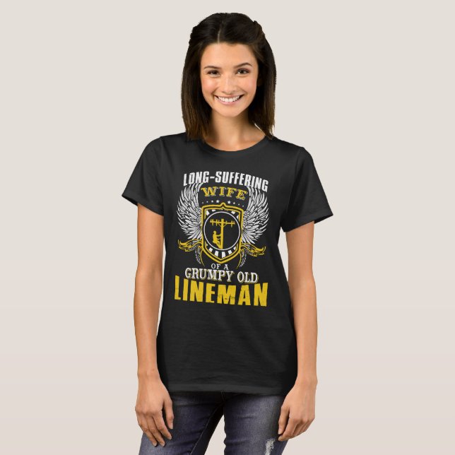 Camiseta Esposa sufrida de un viejo instalador de líneas (Anverso completo)