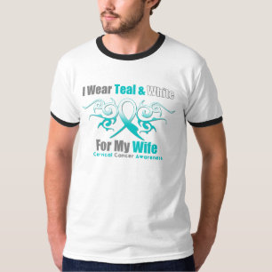 Camiseta Esposa tribal de la ayuda de la cinta del cáncer