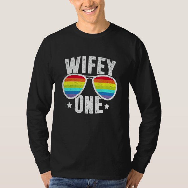 Camiseta Esposa Una Dos Novias Lgbt Lgbt Lesbiana Boda Rain (Anverso)