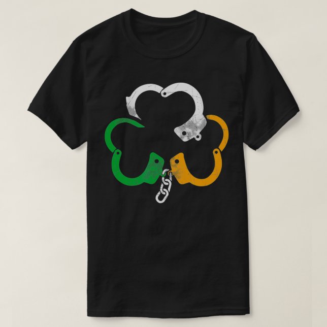 Camiseta Esposas de la bandera irlandesa Shamrock Police St (Diseño del anverso)