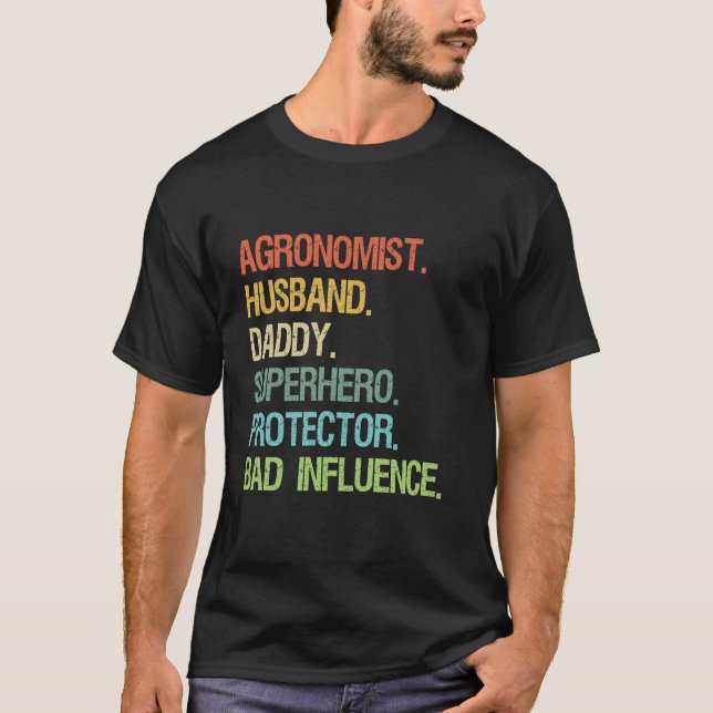 Camiseta Esposo agrónomo Papi Superhéroe Protector DAD (Anverso)