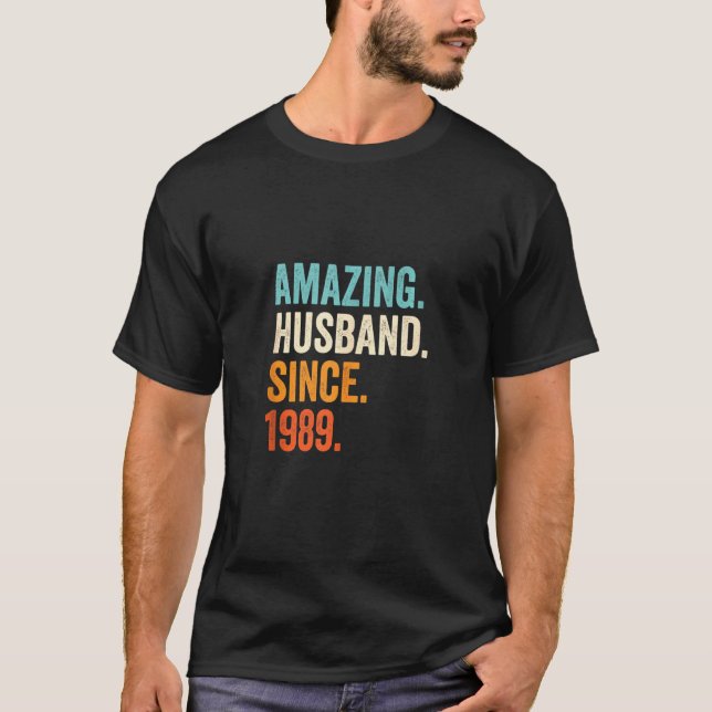 Camiseta Esposo asombroso de hombres desde 1989 33ª Boda An (Anverso)