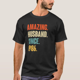 Camiseta Esposo Asombroso Vintage desde 1986 36 Boda Aniv